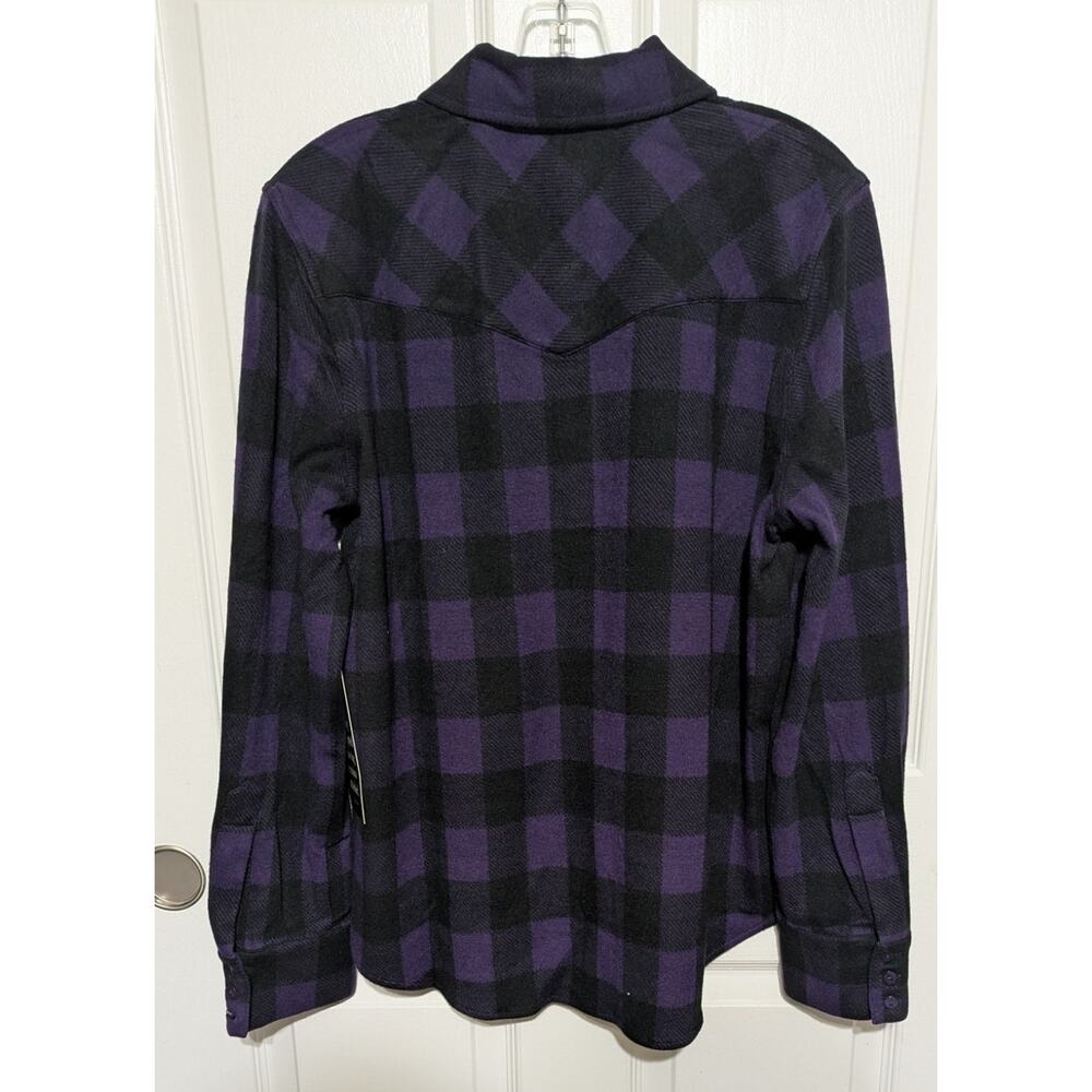 Tuckernuck Flannel Shirt Large Purple Black Buffalo Check Plaid Western Yoke NWT - Picture 10 of 15